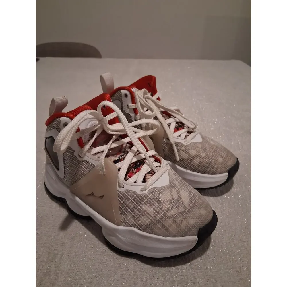 Nike LeBron 19 Sketch White Red Black DD0421-101 Kids PS Size 11C Used No...